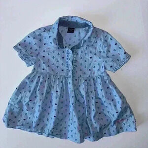 Nautica Youth Girls Anchor Print Shirt Dress Blue/Navy Size 4T